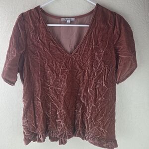 Madewell Crushed Velvet Shirt Women's Small  Ruffle Tulip Sleeves Pre-Owned